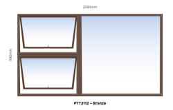 Top Hung Aluminium Window Bronze PTT2112 2 Vent W2100MM X H1200MM