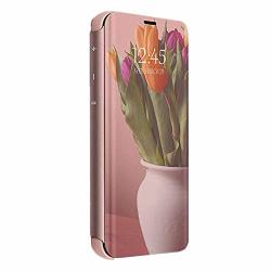 Samsung Galaxy J7 Prime Mirror Case Metal Flip Stand Phone Cover Full Protective Case Rose Gold