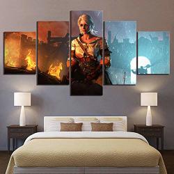 Xiaoagiao 5 Canvas Prints 5 Piece HD Pictures Yennefer The Witcher 3 Wild Hunt Video Game Posters Artwork Canvas Paintings For Living Room Wall Decor Paintings On Canvas