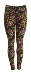 Stretched Leggings Yellow Black Pattern Polyester