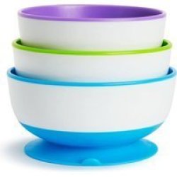 Munchkin Stay Put Suction Bowls 3 Pack Purple-green-blue