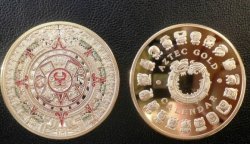 Calendar Aztec Gold Clad Steel Coin Treasure AU.999
