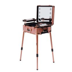 Professional Makeup Station Case Box Stand With Lights Mirror And Wheels
