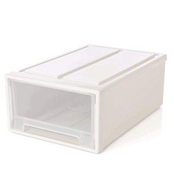 Hbhhb 20L Organizer Cabinet Plastic Storage Boxes Stackable Anti-dust Strong And Sturdy Drawers For Clothes Living Room Unit Storage Cabinet 412916.5CM White