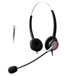Wantek Wired Telephone Rj Headset With Flexible Noise Canceling MIC For Aastra Shoretel Nortel Cisco E20 Polycom Digium Altigen Comdial & Starleaf Office Ip