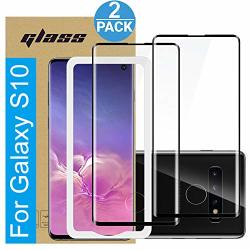 Amuoc Compatible With Samsung Galaxy S10 Screen Protector Fully Adhesive 3D Curved Tempered Glass Film For Samsung Galaxy S10 2-PACK HD Clear