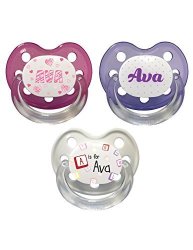 Baby Nova- Silicone Orthodontic Baby Pacifier 3 Pack - Each With Travel Cover - 6 Months And Older - Ava