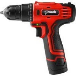 Casals Cordless Drill With Extra Battery 10MM Chuck 12V Red