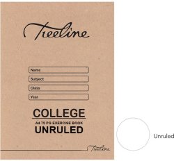Treeline A4 College Exercise Book - 72 Pg Unruled