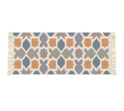 @home Home Decor Novelty Bright Hand Woven Geometric Cotton Rug - Brown Grey - 180 Cm