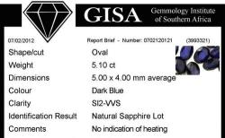 5.10ct Sapphire Lot G.i.s.a.certified Dark Blue 100% Unheated