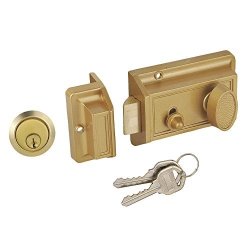 Stainless Steel Fuhsing Americas Inc. Faultless D567 Night Latch Spin-To-Lock Deadbolt