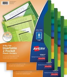 Avery Big Tab Two-pocket Insertable Plastic Dividers 8-TABS 3 Pk 71907