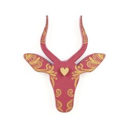 Brooch impala Rose - Handcrafted Plywood Brooch With Laser Cut Detail