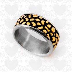 Stainless Steel & Gold Spotted Pattern
