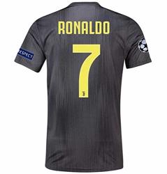 Zhoudress Juventus 2018 2019 Season 7 Ronaldo Away Mens Soccer Jersey & Armbands Size M White black