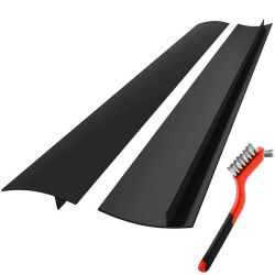 3 Pieces Of Silicone Kitchen Stove Counter Gap Cover Filler & Cleaning Brush