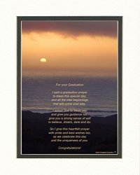 GIFT Graduation With "graduation Prayer Poem" Ocean Sunset Photo 8X10 Double Matted. A Special Keepsake For Graduate. Unique High School Or College Graduation S.