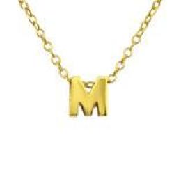 C550-C29945 - Gold Plated Sterling Silver A-z Initial Letter Necklace 6MM 45CM Chain - M