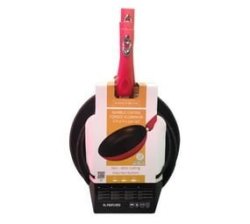 Red 3 PC Forged Aluminium Frying Pan Set With Non-stick Marble Coat