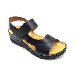 Ladies& 39 Comfortable Hook & Loop Strap Sandal Black Size 4
