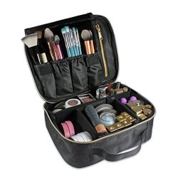 Portable Travel Makeup Train Case Artist Storage Makeup Bag Cosmetic Case Organizer Kit With Adjustable Fastener Dividers For Cosmetics Makeup Brushes Jewelry Or Toiletries