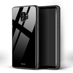 Simai Galaxy S9 Case 9H Tempered Glass Back Cover For Samsung Galaxy S9 5.8 -black