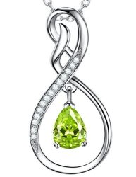 August Birthstone Peridot Necklace Wife Birthday Gifts Mom Women Forever Love Infinity Sterling Silver Jewelry