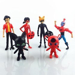 New 6PCS SET Pop Miraculous Ladybug Action Figure Tikki Noir Cat Plagg Adrien Toy Us