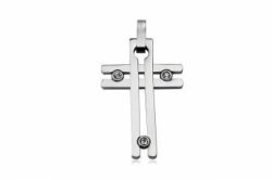 305 Stainless Steel Double Cross With Crystals - 42MM