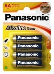 Panasonic Alkaline Power Aa Batteries 4 Pack Colour Bronze