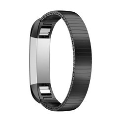 Alonea Luxury Genuine Stainless Steel Watch Band Wrist Strap For Fitbit Alta Hr Smart Watch Black
