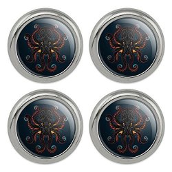 Black Octopus In The Abyss Metal Craft Sewing Novelty Buttons - Set Of 4