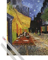 1ART1 Vincent Van Gogh Art Print 32X24 Inches The Cafe Terrace On The Place Du Forum Arles At Night 1888 And 1 Set Of Transparent Poster Hangers