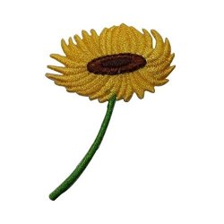 Id 6033 Sunflower On Stem Patch Plant Flower Garden Embroidered Iron On Applique