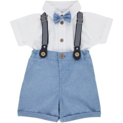 Made 4 Baby Boys 2 Piece Dungaree With Bow Tie 18-24M