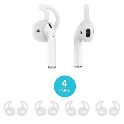 Beam Electronics Ear Hooks Covers Accessories Tips Compatible In Apple Airpods Earpods Headphones earphones Earbuds Secure Fit Anti-slip Guaranteed Built Adventure 4 Pairs Clear