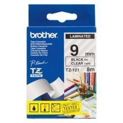 Brother Laminated 8M X 9MM Tape - Black On Clear