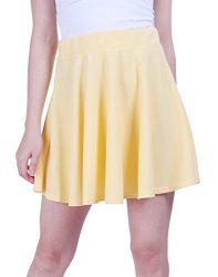 HDE Women's Skater Skirt Pleated Flared A Line Circle Stretch Waist Skater Skirt Yellow XL
