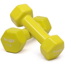 YES4ALL Pvc Dumbbells Sold In Pair Yellow 3 Lb