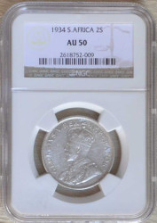 1934 2 Shilling Florin Au50 Ngc Graded - High Catalogue Value R10 000.00