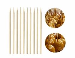 Onlykxy Thick Bamboo Caramel Candy Apple Sticks Natural Birch Wooden Corn Dog Cob Hotdog Sausage Meat Skewers For Cake Pops Lollipops Chocolate Fruit 5.5INCH 100PCS