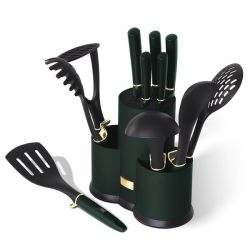 12 Piece Knife Set With Stand And Kitchen Tools - Black Rose