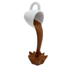 @home Home Decor 3D Floating Spilling Pouring Beverage Coffee Ornament 15X5CM - White Brown