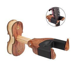 Kuyou Violin Hanger Wooden Ukulele Holder Wall Mount Auto Grip System Lock Safe Lock Ukulele Wall Hook For Home Studio Violin Bass Multiple Musical Instruments