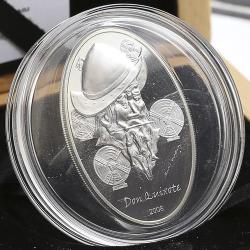 Palau 5 Dollars Don Quixote Illusion Art Oval Silver Coin 2008