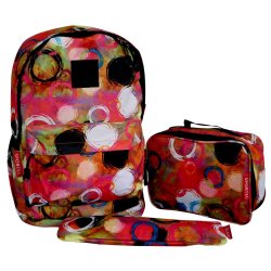 3 In 1 School Backpack Circles Pink