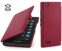 Stilgut Book Type With Clip Genuine Leather Case Cover For Blackberry Leap Red Nappa