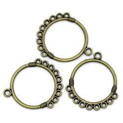 Connectors - Antique Bronze - Round - 9 Loops - 3.3x2.9cm