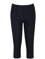 Hilor Women's Uv Rash Guard Pants Crop Swim Leggings Sports Capri Tights 16 Black 1